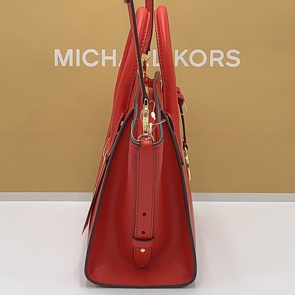 Michael Kors Avril Small Leather Top-Zip Satchel Color Flame - Picture 13 of 16